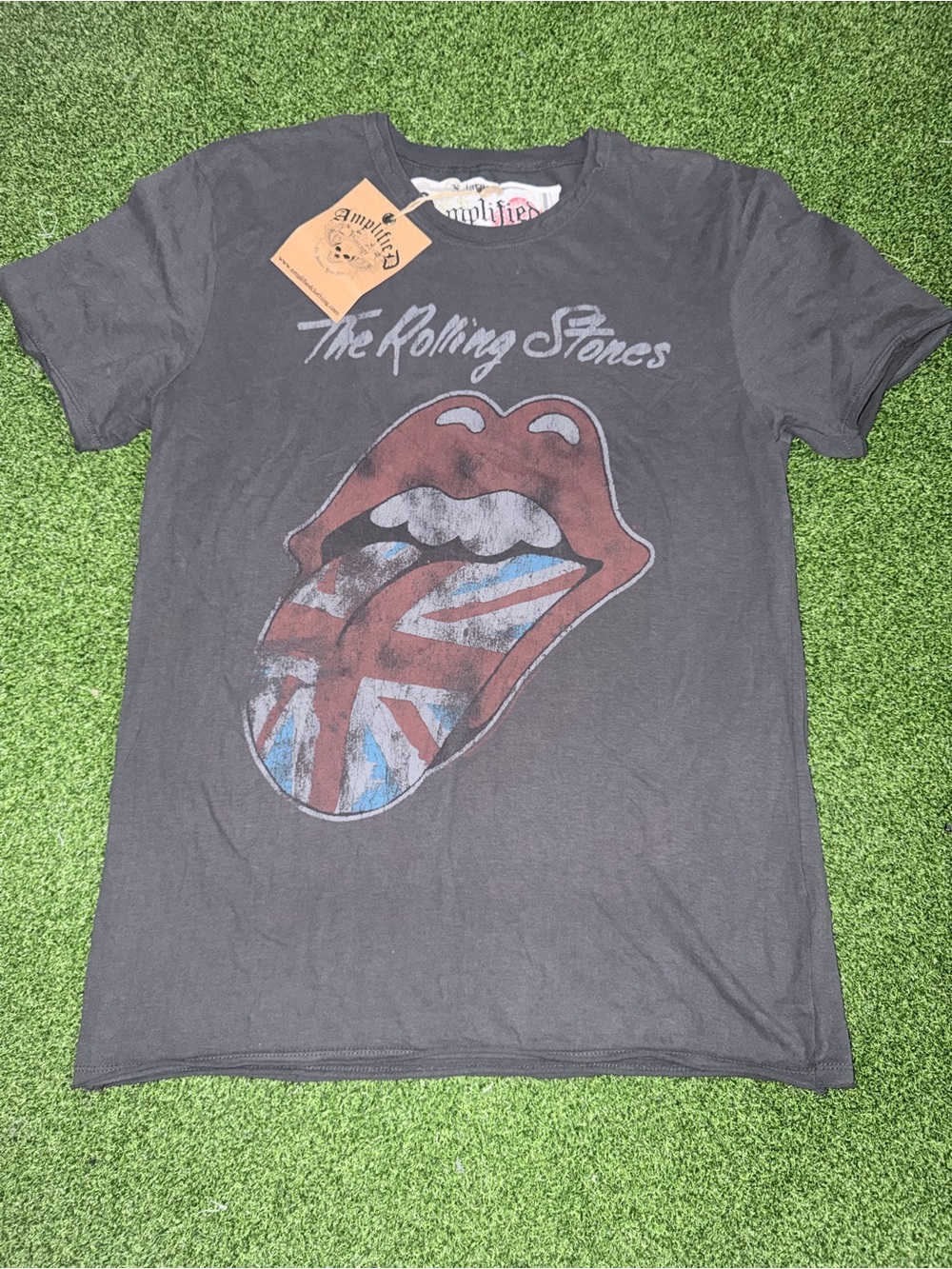 NWT Amplified Clothing The Rolling Stones Union Jack Graphic Tee Charcoal XL